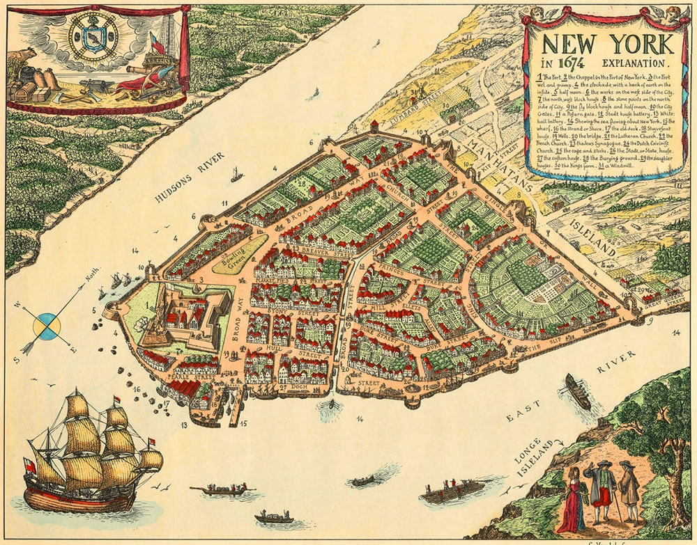 ニューヨーク1674年の地図
