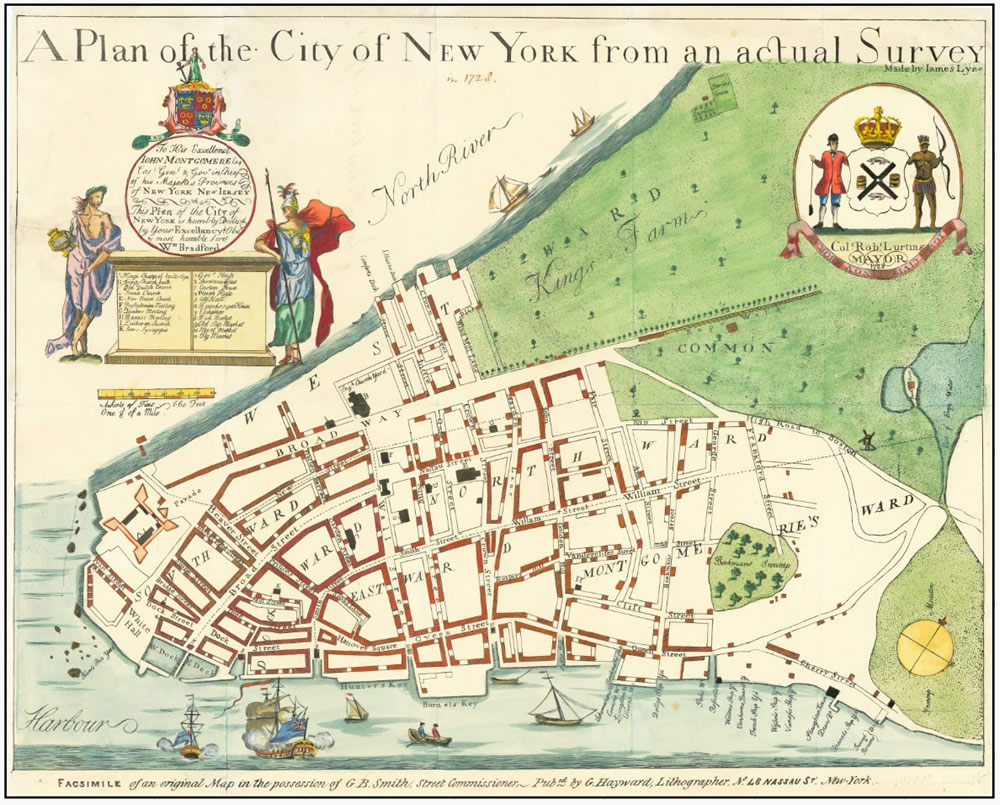 1728年のニューヨークの地図