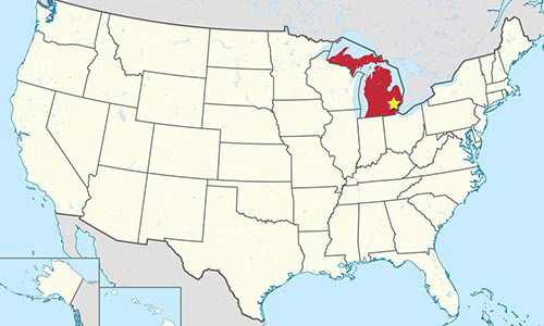 デトロイト・タイガース　ミシガン州の地図