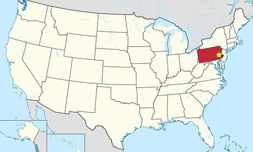 フィラデルフィア・フィリーズ　ペンシルバニア州の地図