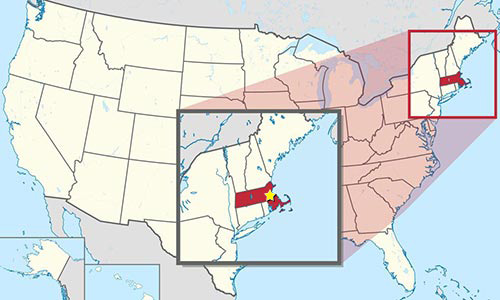 ボストン・レッドソックス　マサチューセッツ州の地図