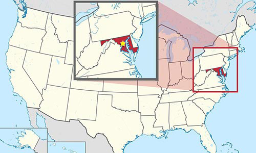 ボルチモア・オリオールズ　メリーランド州の地図