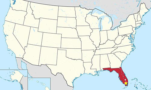 マイアミ・マーリンズ　フロリダ州の地図