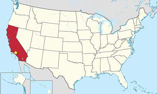 ロサンゼルス・ドジャース　カルフォルニア州の地図