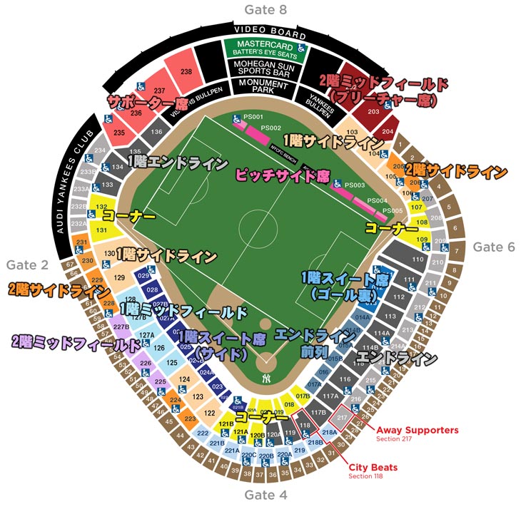 ニューヨーク・シティFC、ヤンキー・スタジアムの座席表