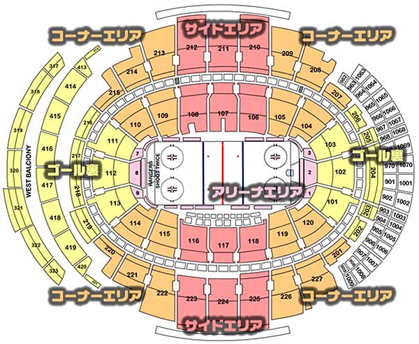 ニューヨーク・レンジャース、マディソン・スクエア・ガーデンの座席表