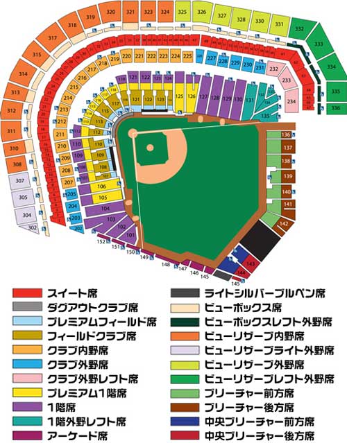 ワールドベースボールクラシックAT&Tパークの座席表