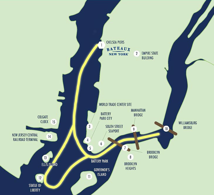 自由の女神ランチクルーズの地図
