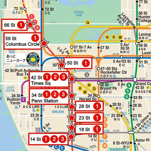 ビーコン劇場への地下鉄マップ地図