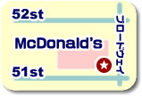 51丁目とブロードウェイ角のマクドナルド前の地図
