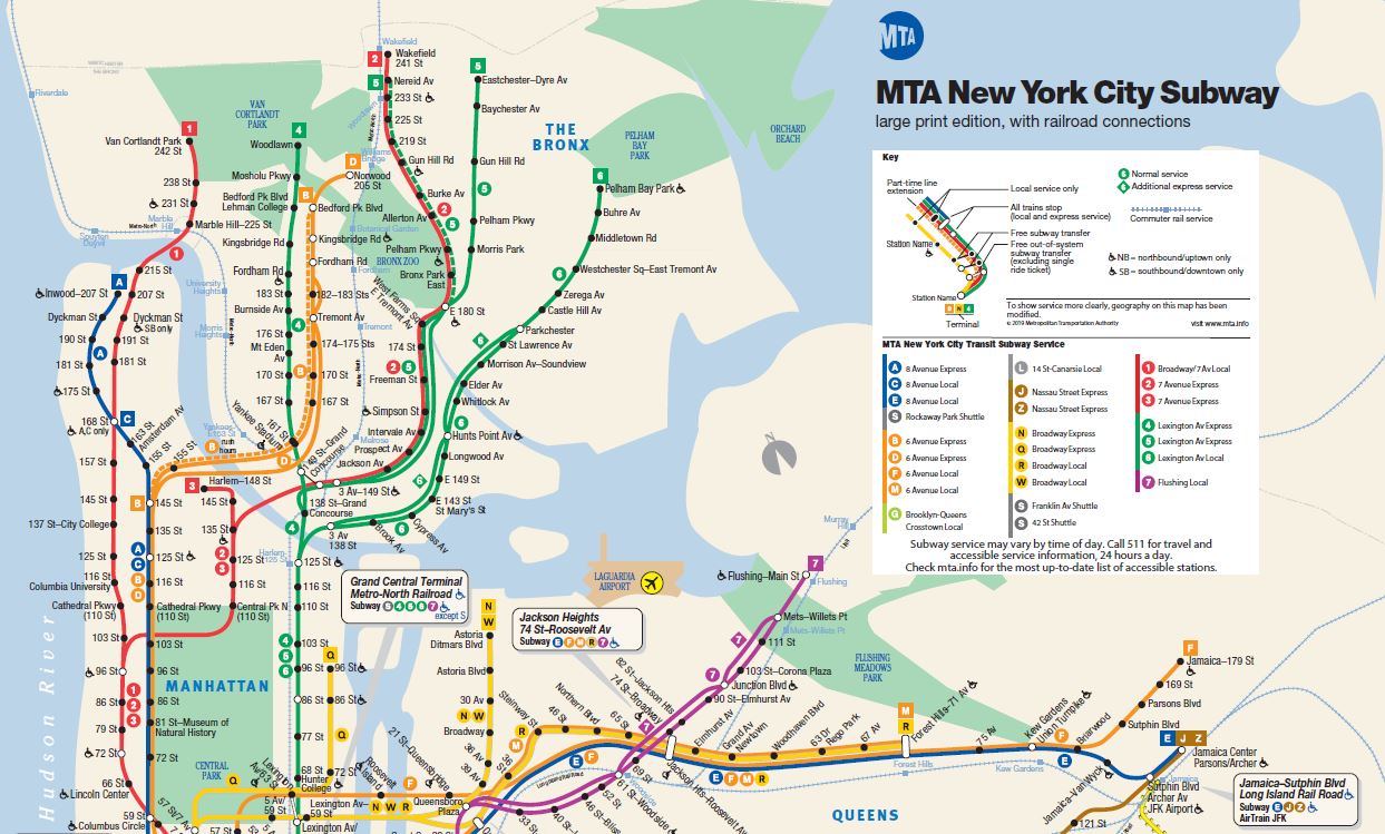 ニューヨークの地下鉄メトロ路線図マップ